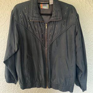 Vintage EVR Div Rousso Black Silky Bomber Jacket